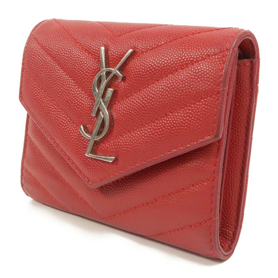 SAINT LAURENT 羊皮皮革Cassandre Compact Tri Fold錢包-2