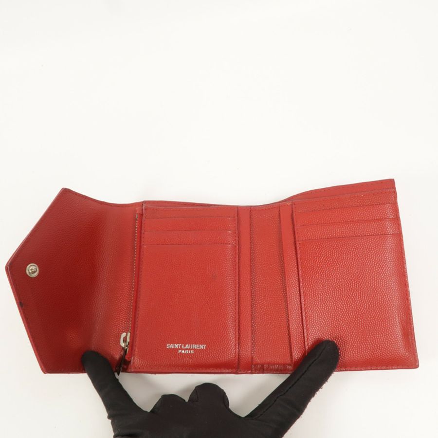 SAINT LAURENT 羊皮皮革Cassandre Compact Tri Fold錢包-5