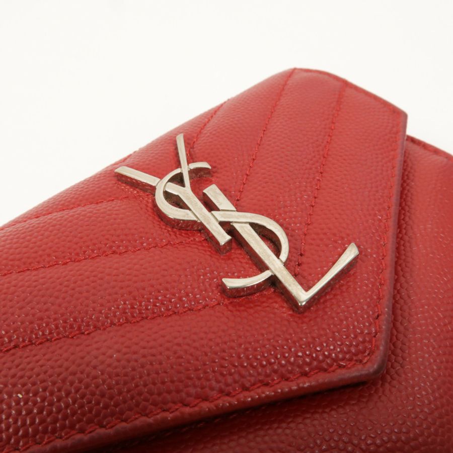 SAINT LAURENT 羊皮皮革Cassandre Compact Tri Fold錢包-9