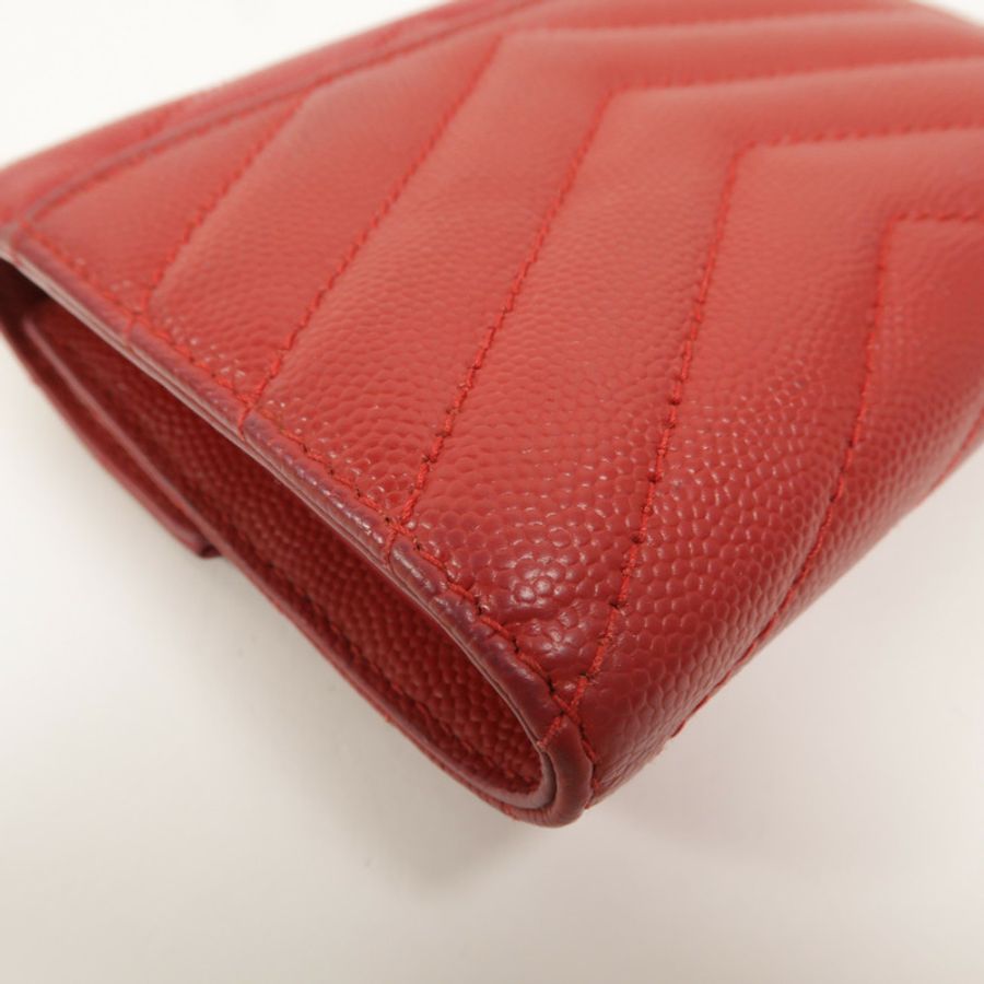 SAINT LAURENT 羊皮皮革Cassandre Compact Tri Fold錢包-13