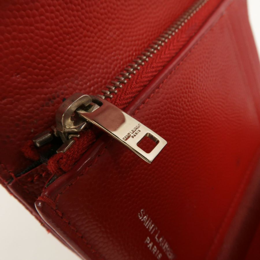SAINT LAURENT 羊皮皮革Cassandre Compact Tri Fold錢包-15