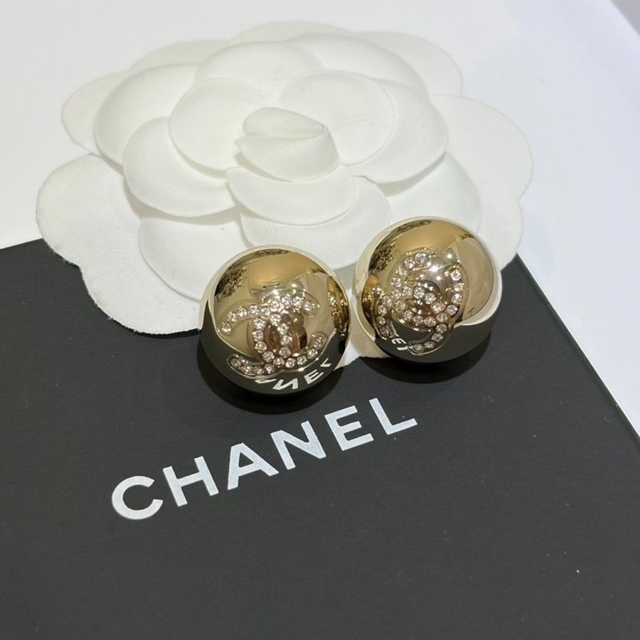CHANEL 水鑽雙C耳釘-0