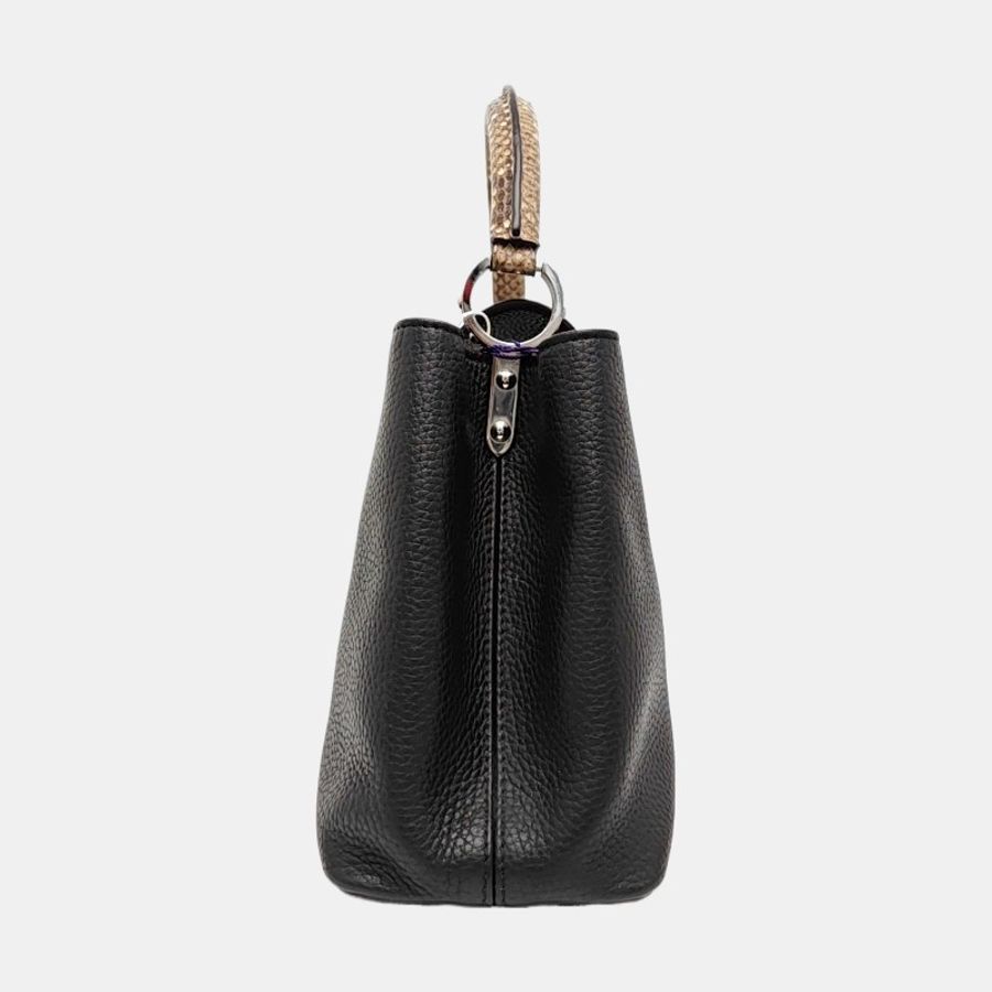 LOUIS VUITTON CAPUCINES 中號 黑色牛皮肩背包 銀色五金 晶片款-3