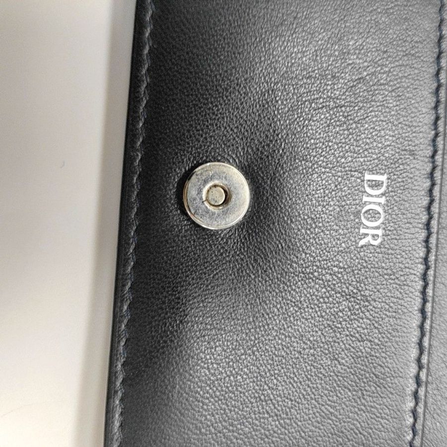 DIOR 深蓝色牛皮卡包短夾-6