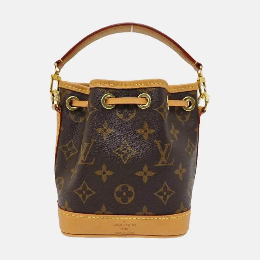 LOUIS VUITTON NOÉ Nano 棕色塗層帆布老花水桶包單肩包手提包斜挎包-1