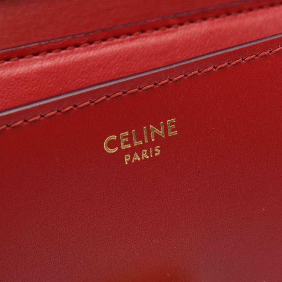 CELINE 經典 Teen Box 單肩斜背包 紅色皮革 GHW 二手 女款-3
