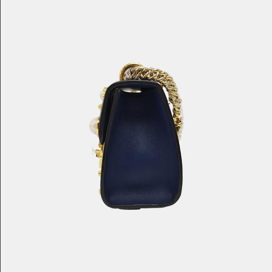 GUCCI Padlock 小號 深藍色牛皮鉚釘單肩包斜挎包-1