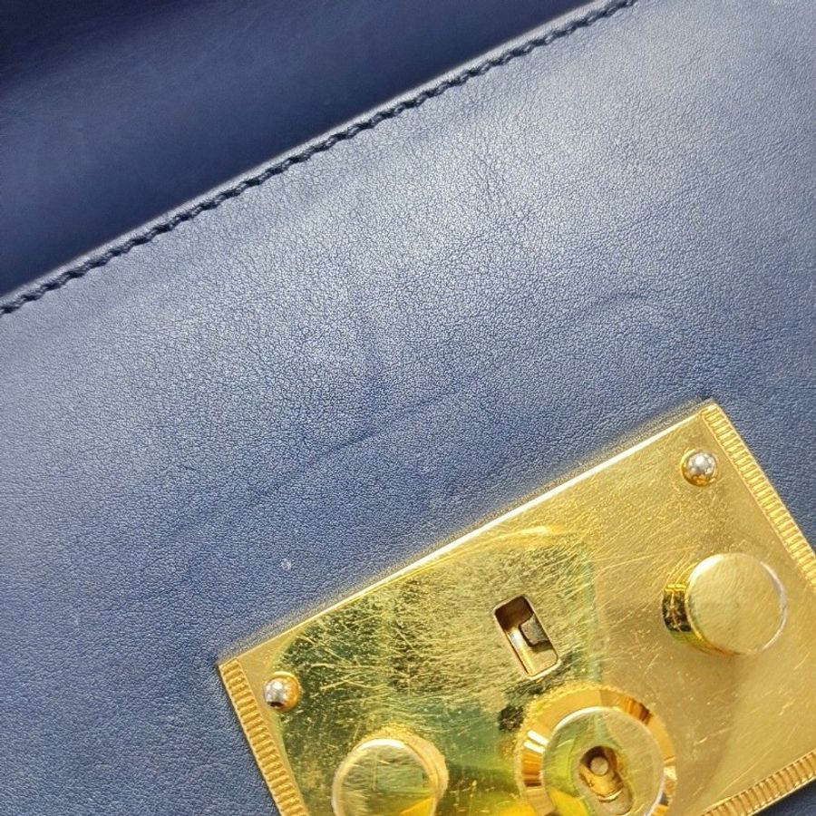 GUCCI Padlock 小號 深藍色牛皮鉚釘單肩包斜挎包-8