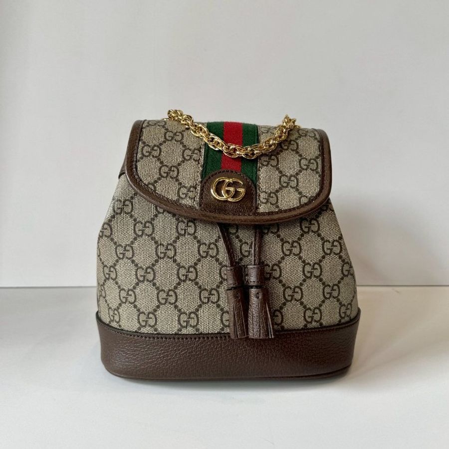 Gucci Ophidia 帆布 經典 老花 紅綠紅 Mini 迷你 雙肩 後背包 795221-0