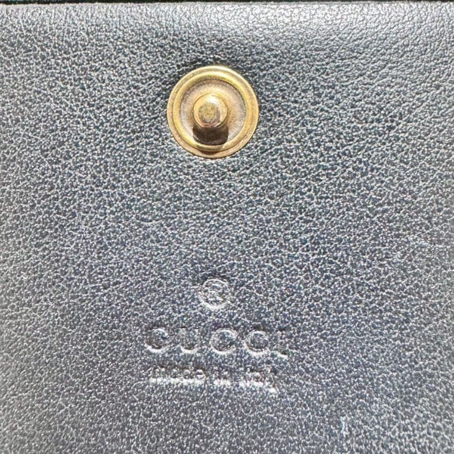 GUCCI 黑牛皮山型紋霧金釦-15