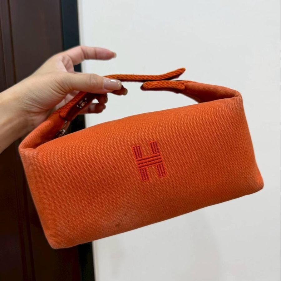 Hermes 愛馬仕 Bride-A-Brac 橘 帆布 手提包 收納包 肩背包 飯盒包 便當袋-0