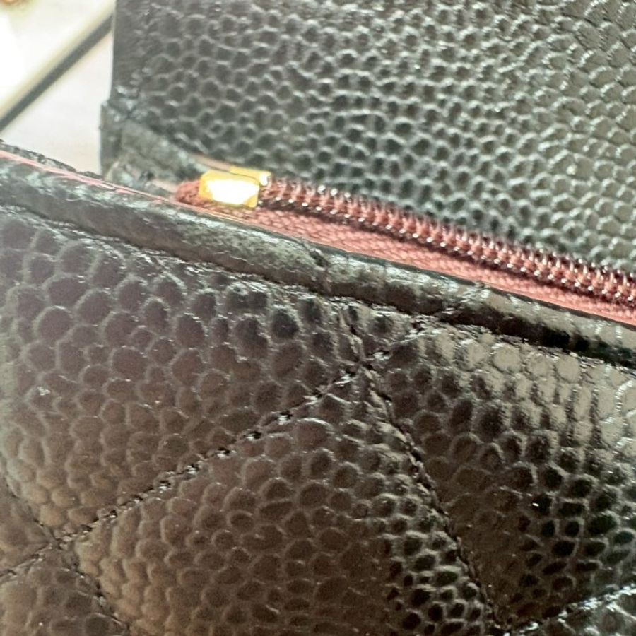 CHANEL 荔枝牛皮黑金翻蓋長夾-21