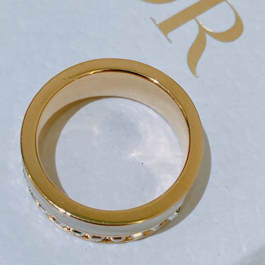 TK2095 Christian Dior 迪奧蝴蝶結花紋水晶戒指 Night Code Ring Size M White X GHW-5