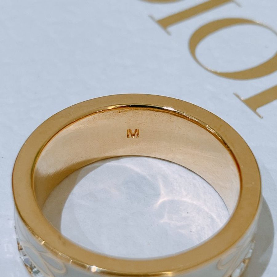 TK2095 Christian Dior 迪奧蝴蝶結花紋水晶戒指 Night Code Ring Size M White X GHW-6