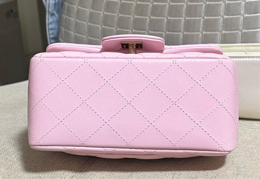 95新可議價Chanel 香奈兒 季節色 粉色方胖 斜背包 鏈條-2