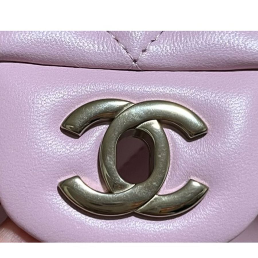 95新可議價Chanel 香奈兒 季節色 粉色方胖 斜背包 鏈條-9