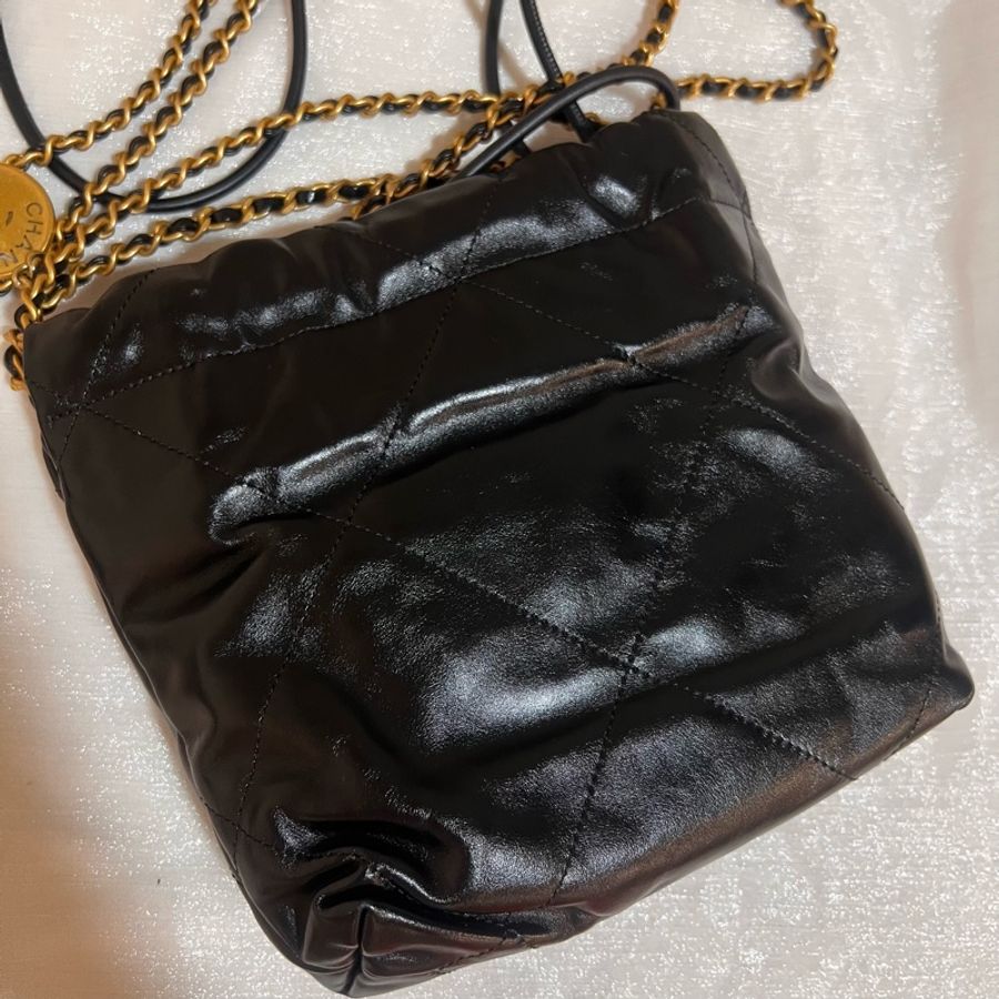ෆ Chanel 22bag mini黑金垃圾袋-12