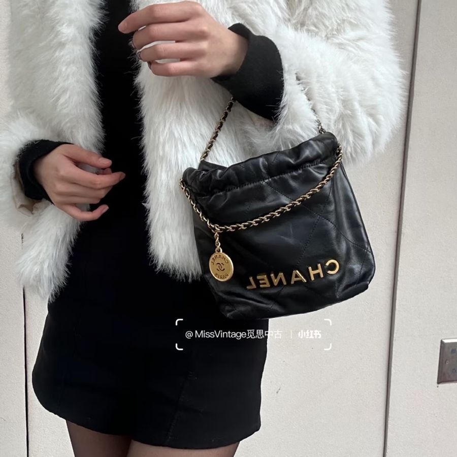 ෆ Chanel 22bag mini黑金垃圾袋新款✨可拆肩帶❗️-2