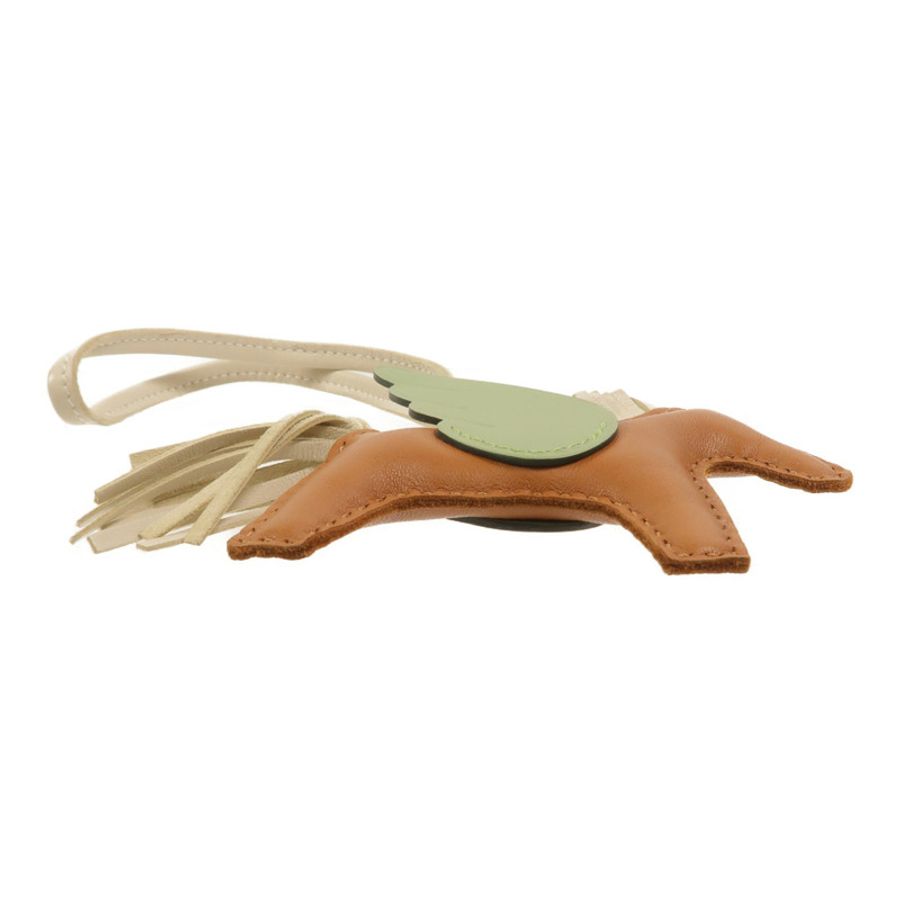 HERMES Milo/Swift皮革Rodeo Pegase PM掛飾Gold/Vert Criquet/Nata-2