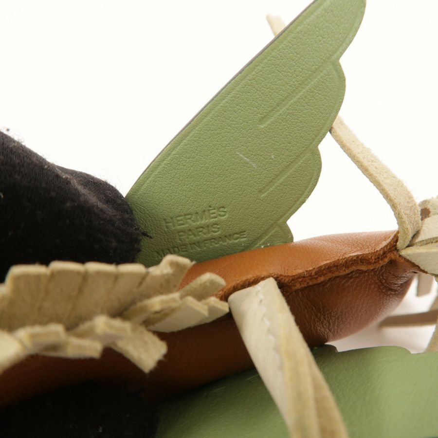 HERMES Milo/Swift皮革Rodeo Pegase PM掛飾Gold/Vert Criquet/Nata-7