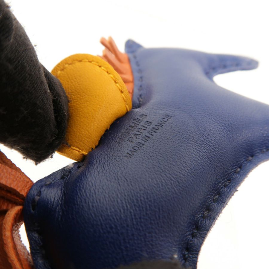 HERMES Milo/Swift皮革Rodeo PM掛飾Bleu de Malte-5