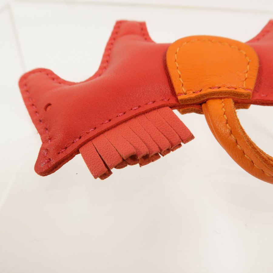 HERMES Milo/Swift皮革Rodeo PM掛飾Rouge Casaque/Orange-3