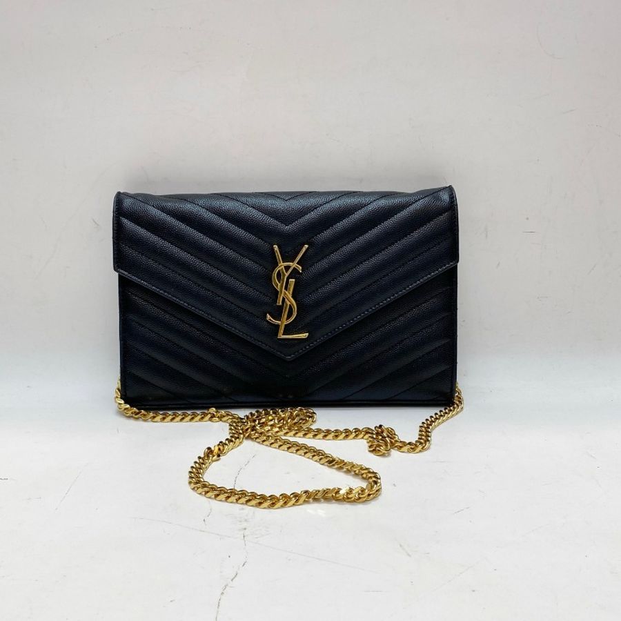 YSL圣罗兰LE Monogramme黑金中号信封包14*22*2-0
