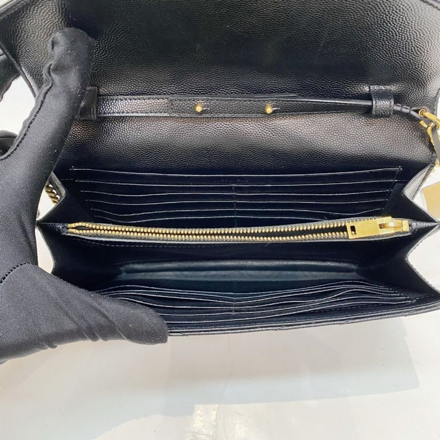 YSL圣罗兰LE Monogramme黑金中号信封包14*22*2-5