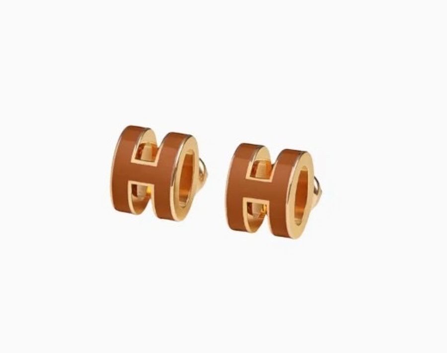 金棕金色 迷你pop h耳環-4