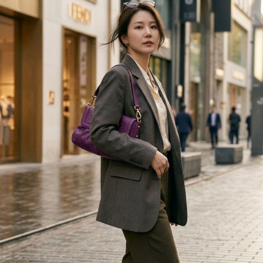 FENDI 紫羅蘭 FF 緹花肩背廚師包|越看越有韻味的一顆經典包-6