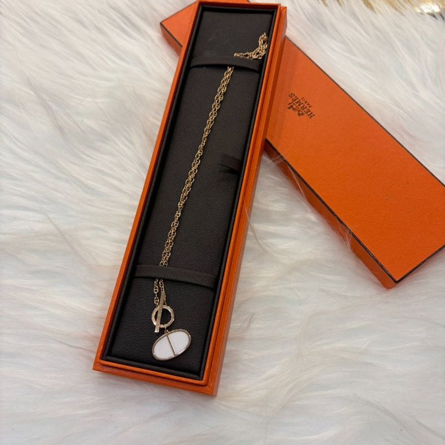 HEMRES 750玫瑰金豬鼻白面項鍊-2