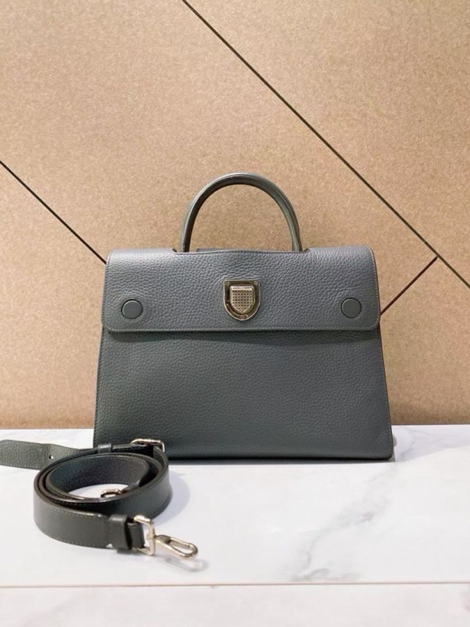 【威選精品】🩶 Dior 藍灰色牛皮盾牌手提包-5