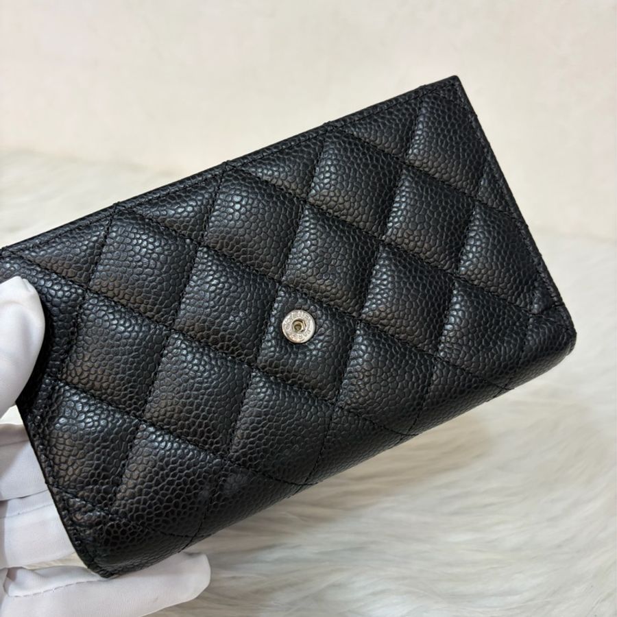 CHANEL AP0232 三折 經典小香 菱格 荔枝紋 牛皮 銀釦 LOGO 中夾-26