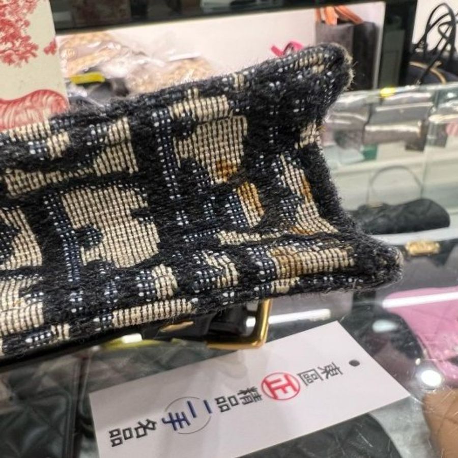 東區正精品㊣DIOR 藍色老花帆布金釦金鍊釦式翻蓋馬鞍胸口包腰包 RZ6519-10