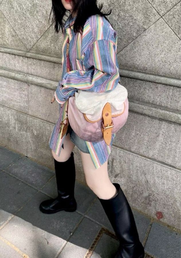 【威選精品】💗 LV 漸變粉丹寧 Monogram 牛仔斜背包-1