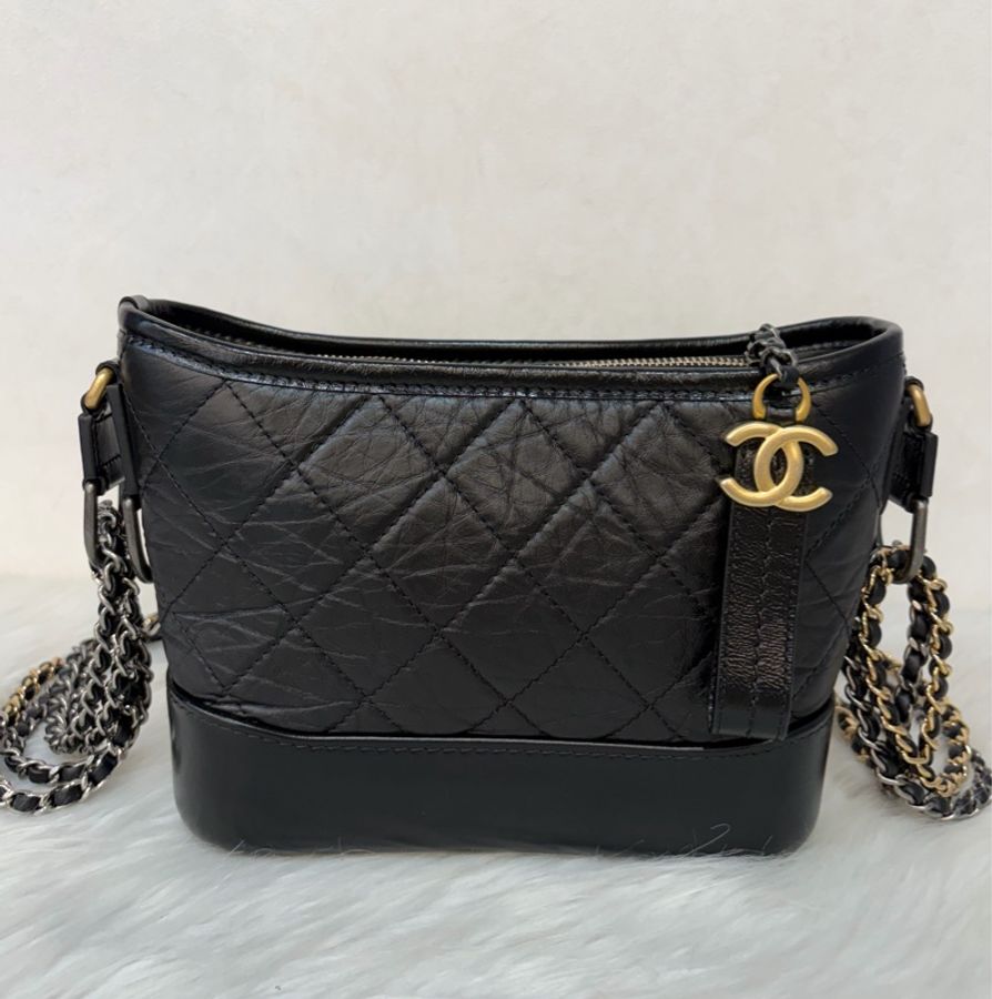 CHANEL A91810 gabrielle HOBO 20公分 黑色小號流浪包 斜背包 斜挎包-1