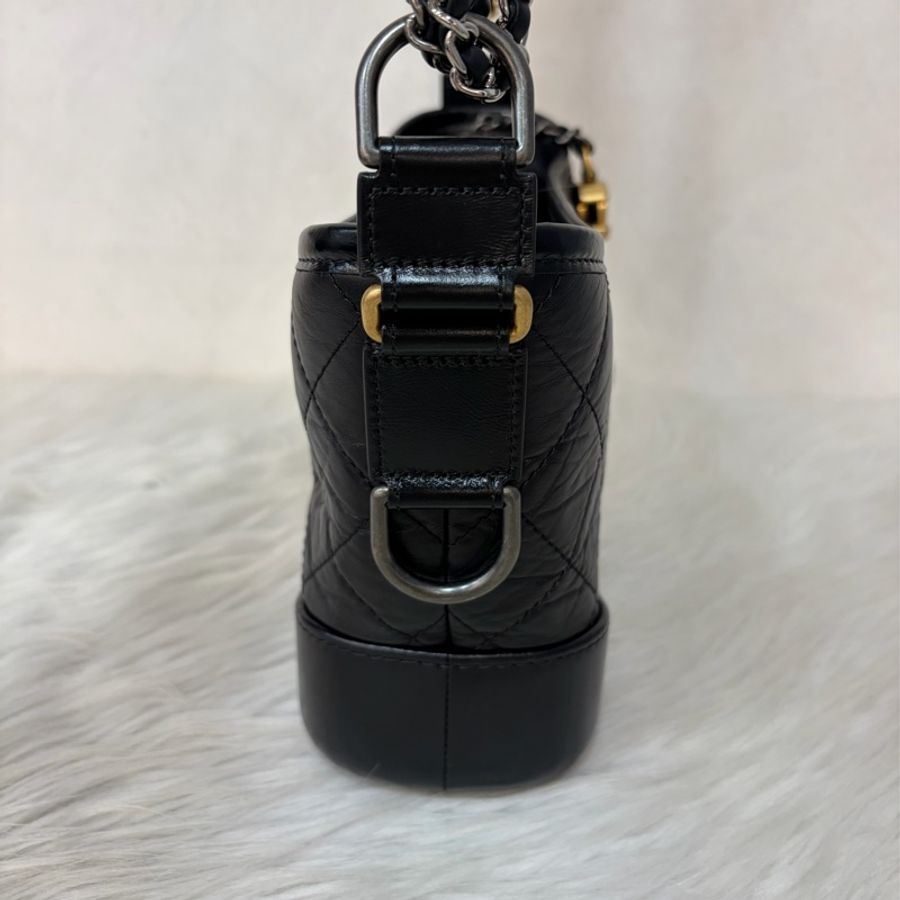 CHANEL A91810 gabrielle HOBO 20公分 黑色小號流浪包 斜背包 斜挎包-2