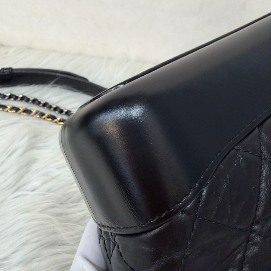 CHANEL A91810 gabrielle HOBO 20公分 黑色小號流浪包 斜背包 斜挎包-8
