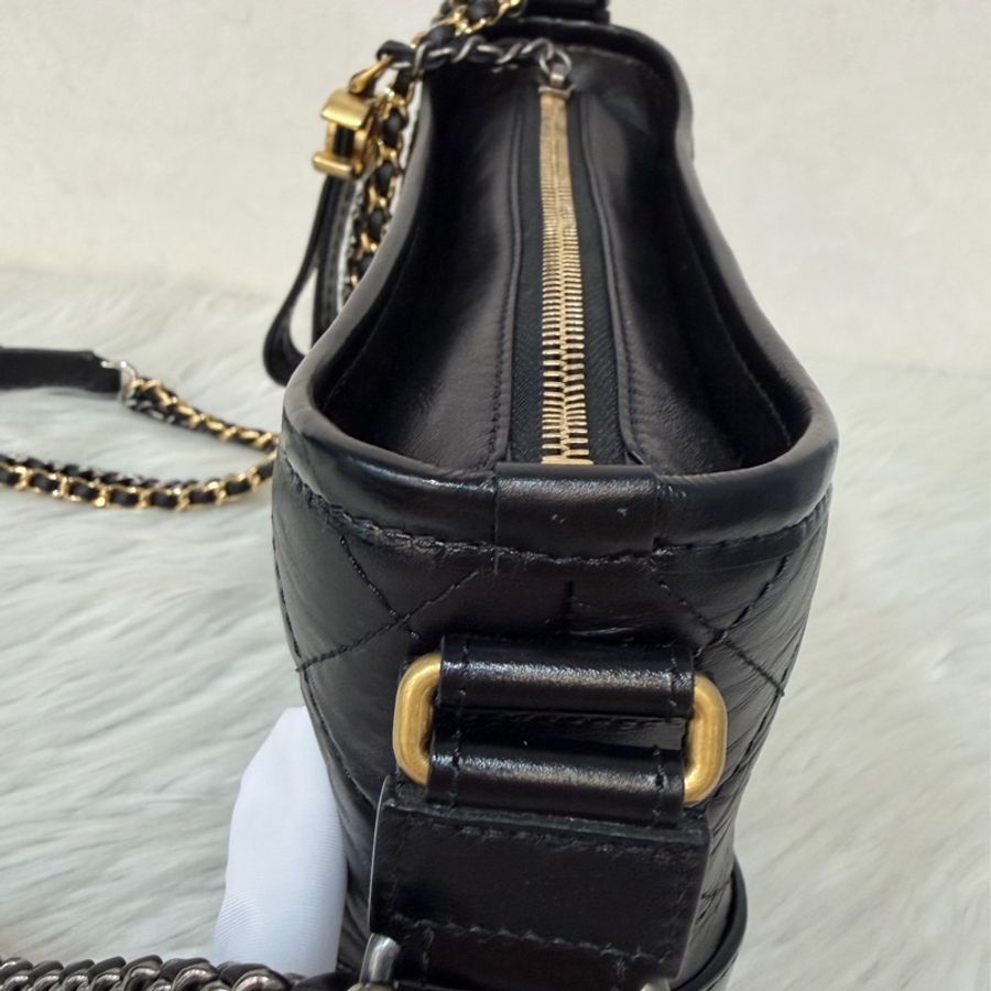CHANEL A91810 gabrielle HOBO 20公分 黑色小號流浪包 斜背包 斜挎包-13