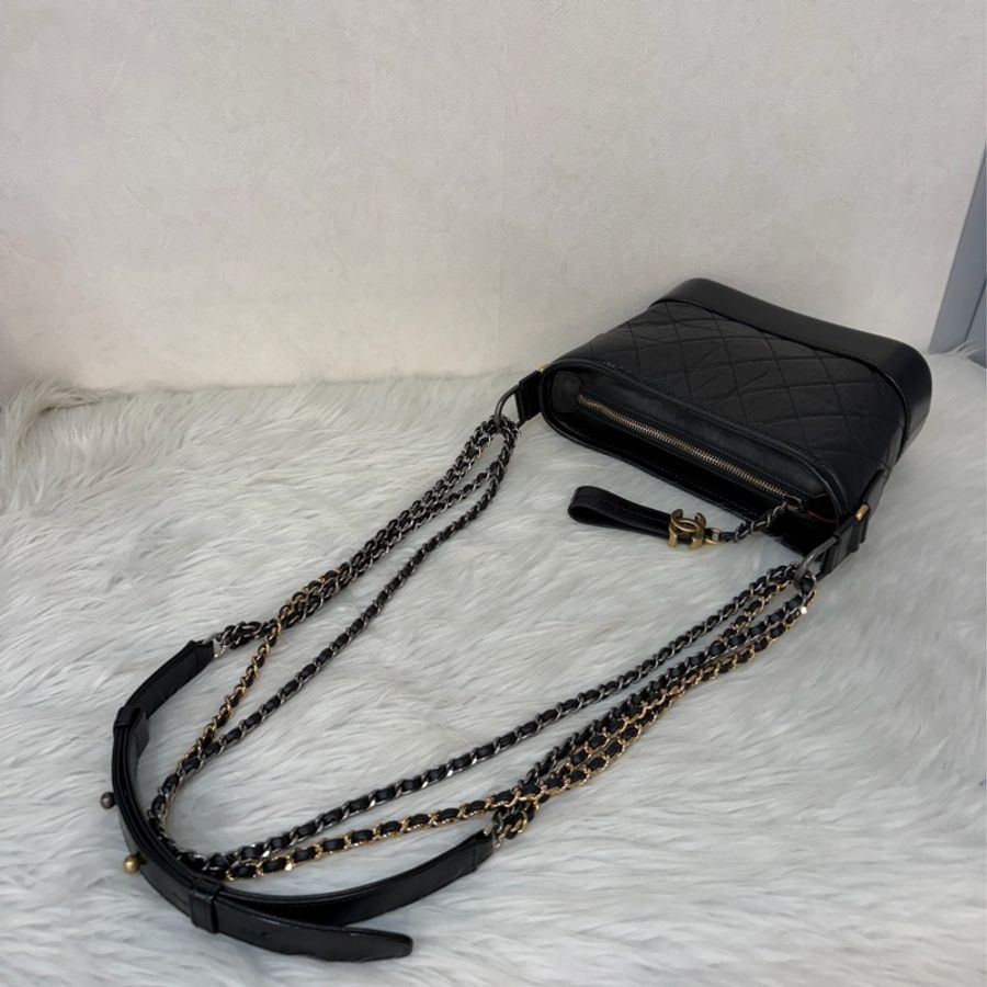 CHANEL A91810 gabrielle HOBO 20公分 黑色小號流浪包 斜背包 斜挎包-41