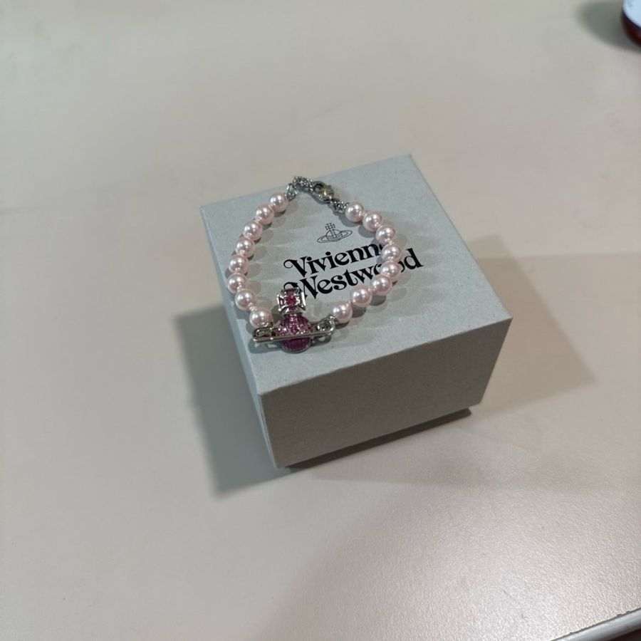 vivienne westwood 西太后kitty粉色珍珠土星手鏈-5