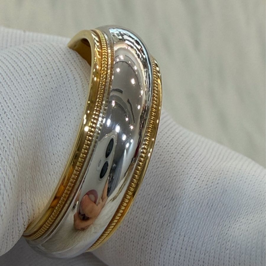TIFFANY & CO. Milgrain 蒂芬妮 鉑金 18黃K金 750 雙色 戒 戒子 戒指-9