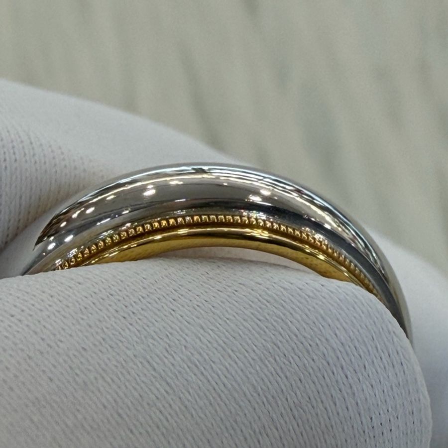 TIFFANY & CO. Milgrain 蒂芬妮 鉑金 18黃K金 750 雙色 戒 戒子 戒指-10