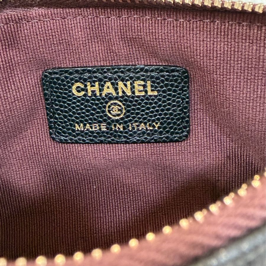 CHANEL AP4020 O CASE 黑色荔枝皮金釦一字拉鍊零錢包-16