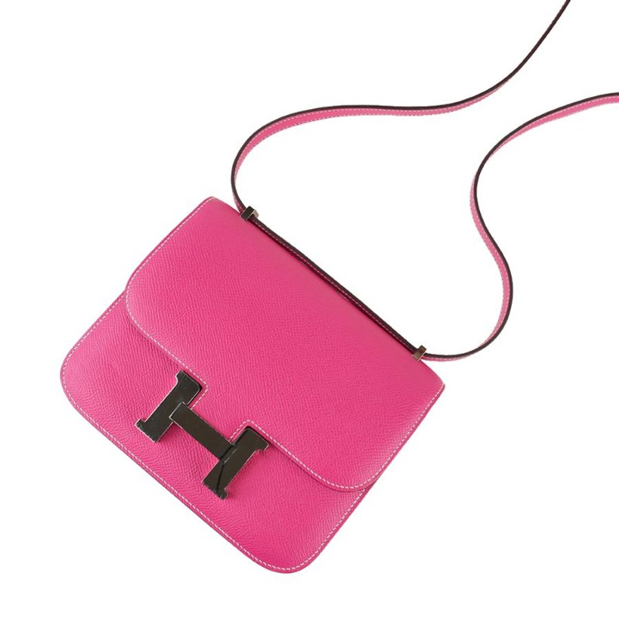 HERMÈS 愛馬仕 Constance 19 康康包 Rose Tyrien 糖果玫紅銀釦 Epsom 牛皮 斜背/肩背包|方框Q刻 絕版稀有天菜色|KÉSH 凱仕精品-6
