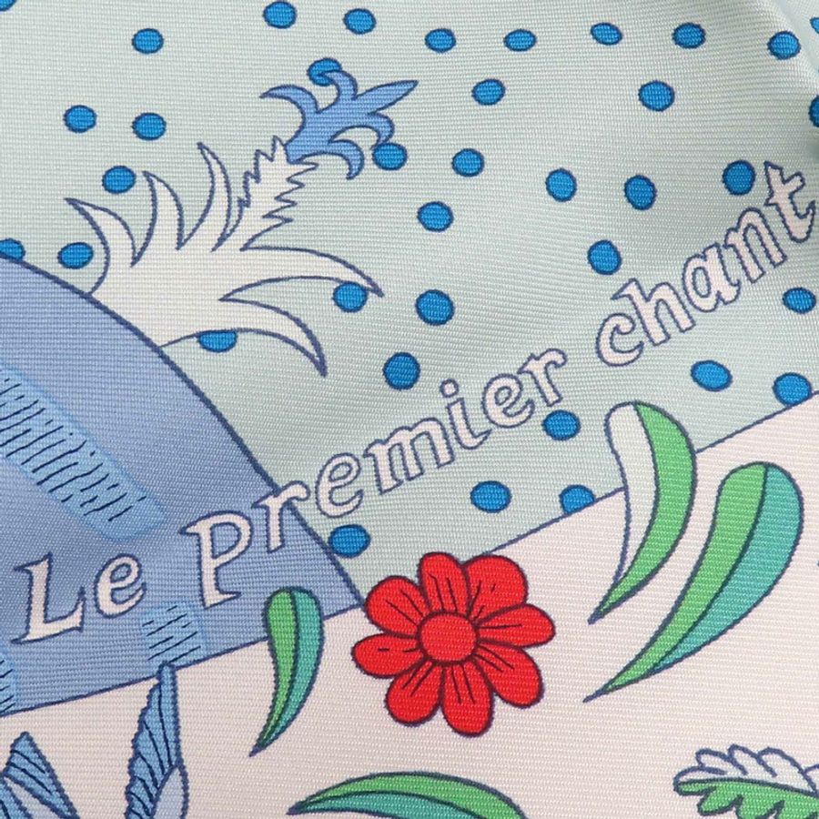 藍色 Le Premier Chant 絲綢 絲巾 90【HERMES 愛馬仕】-3