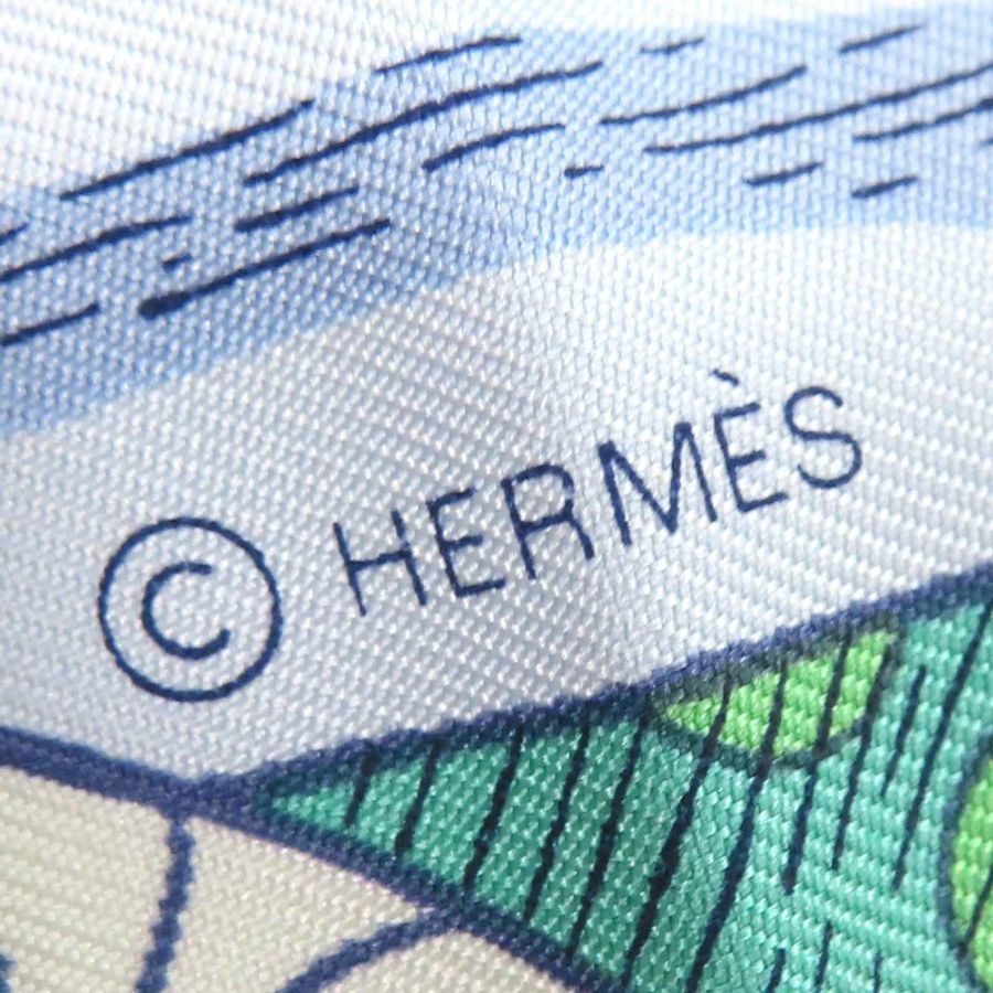 藍色 Le Premier Chant 絲綢 絲巾 90【HERMES 愛馬仕】-5