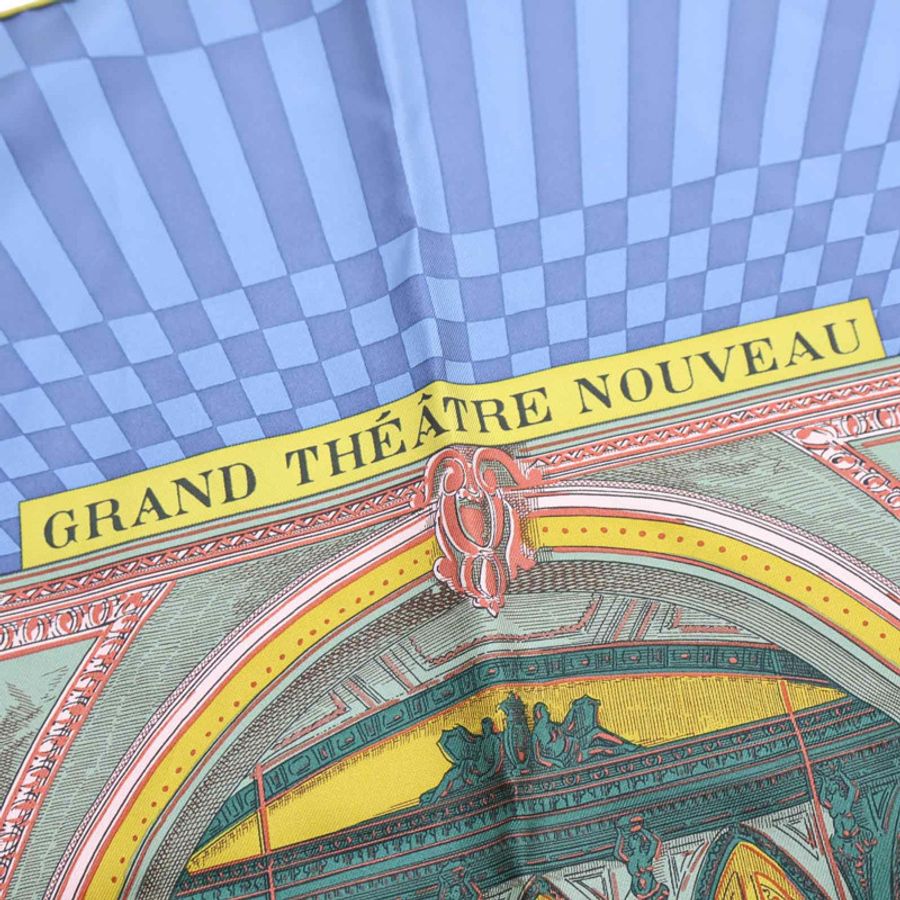 藍色 Grand Théâtre Nouveau 絲綢 絲巾 90 x90【HERMES 愛馬仕】-2