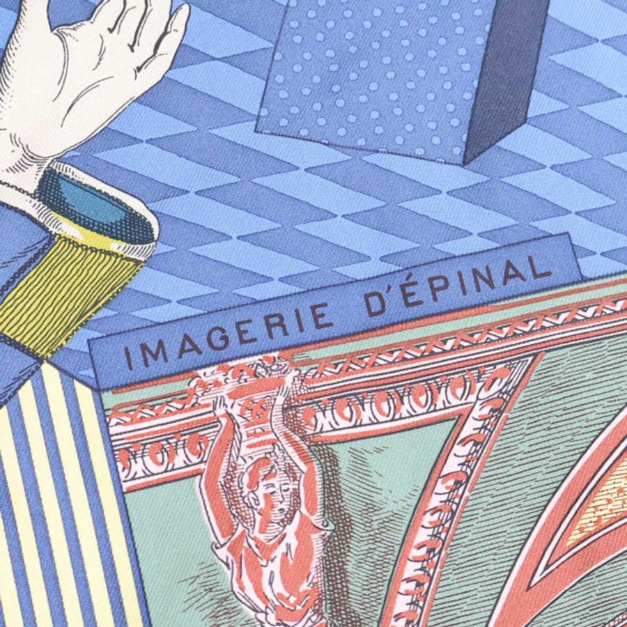 藍色 Grand Théâtre Nouveau 絲綢 絲巾 90 x90【HERMES 愛馬仕】-3