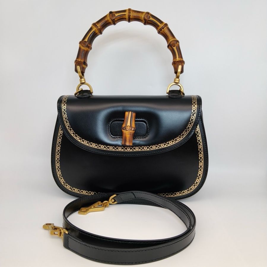 古馳/Gucci 竹節box光面牛皮手提包 98新 底長26-0